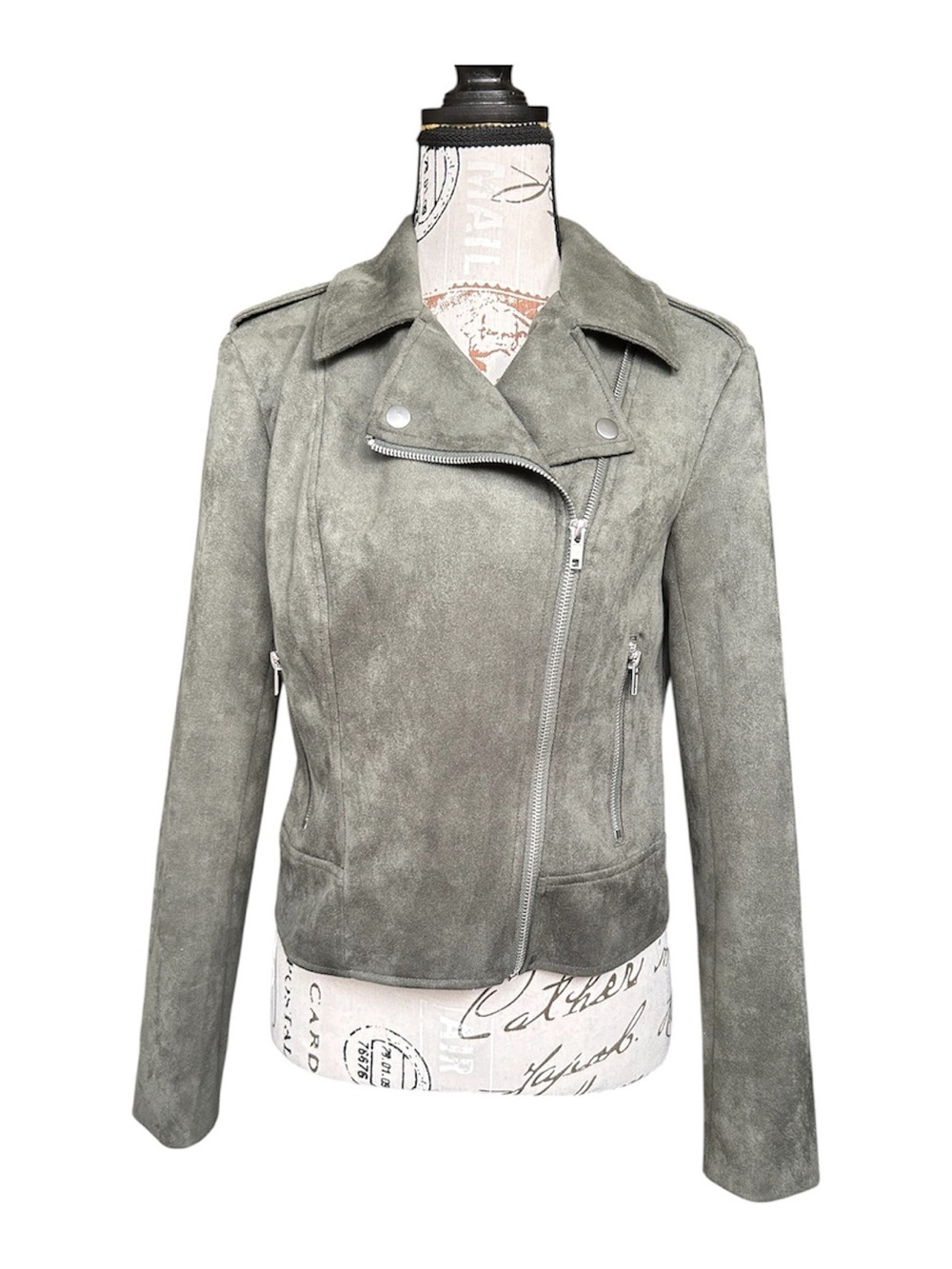 BB Dakota Like new Steve Madden Olive Green Faux Suede Moto Jacket size Small